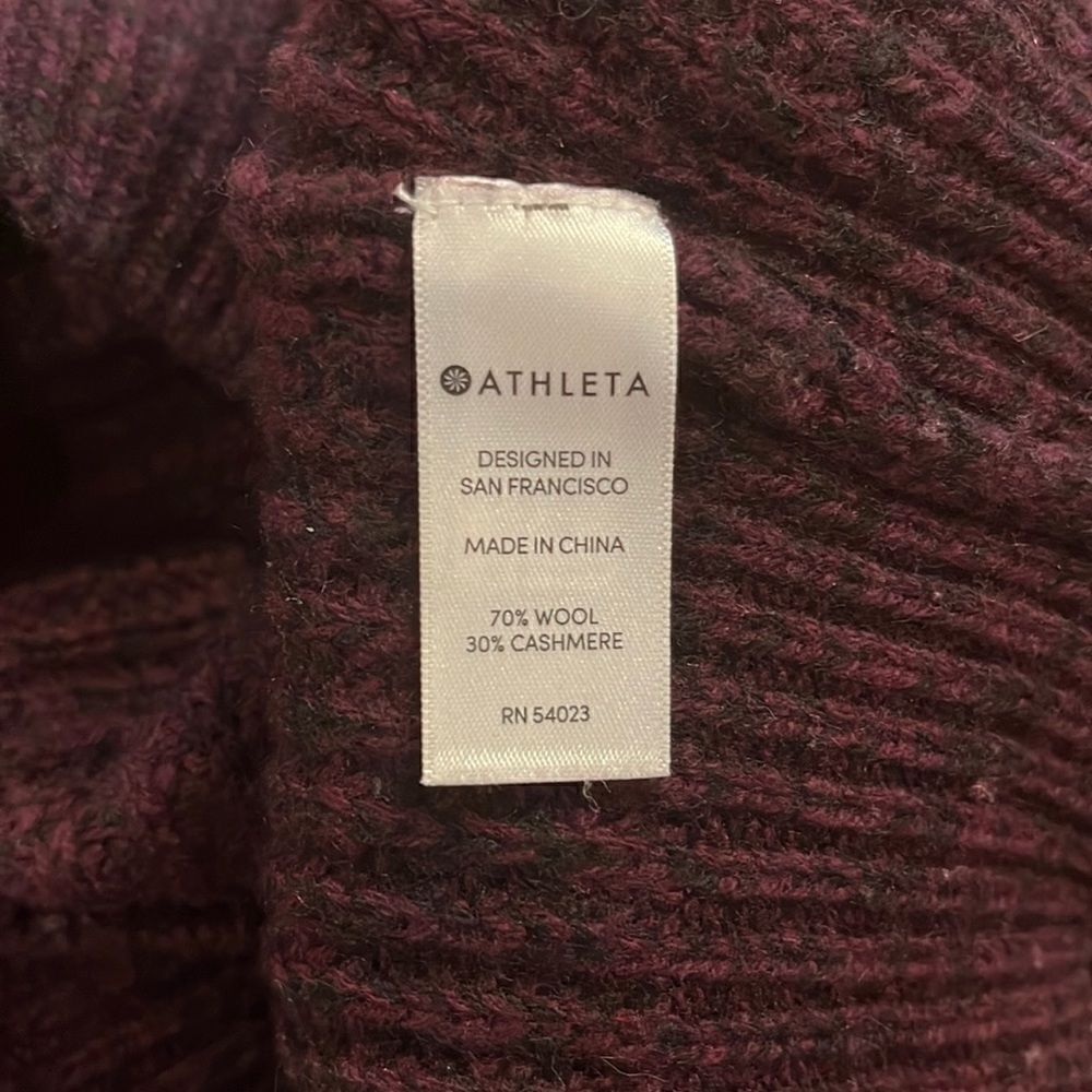 Athleta Wool Cashmere Lucca Purple Bubble Sleeve Sweater XS - Picture 6 of 6